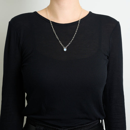 10月誕生石オパールのシルバーネックレス