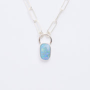 10月誕生石オパールのシルバーネックレス