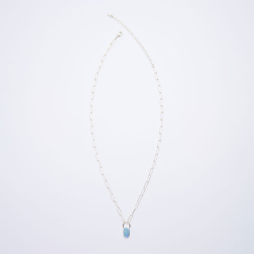 10月誕生石オパールのシルバーネックレス