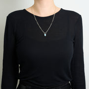 10月誕生石オパールのシルバーネックレス