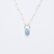 10月誕生石オパールのシルバーネックレス