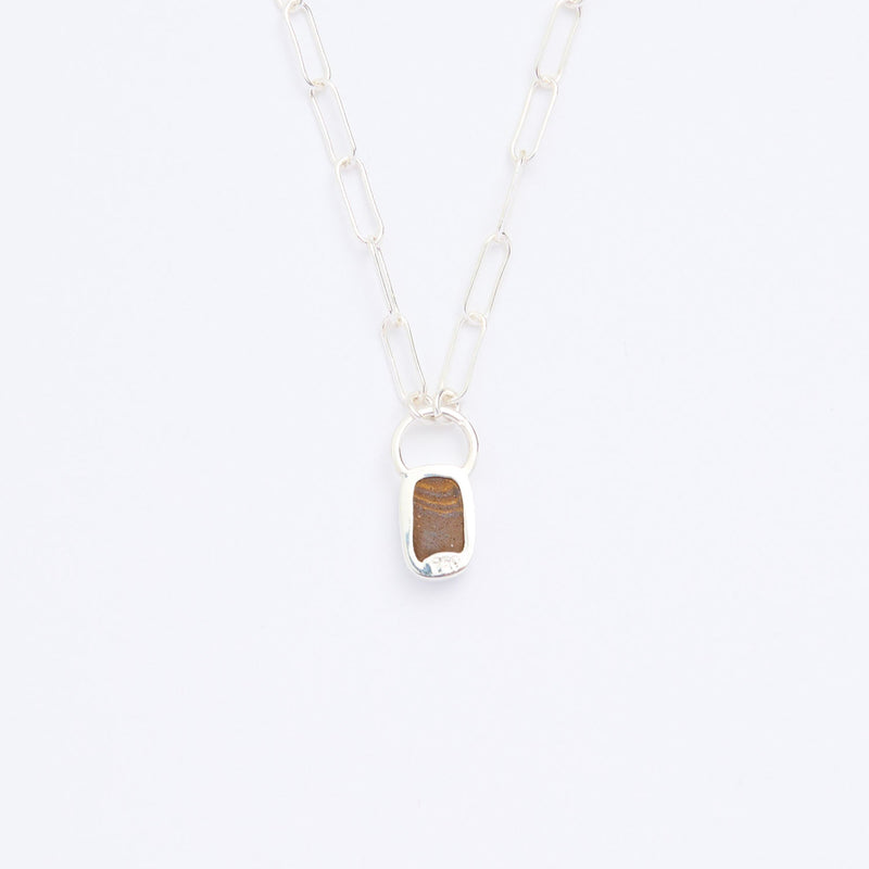 10月誕生石オパールのシルバーネックレス