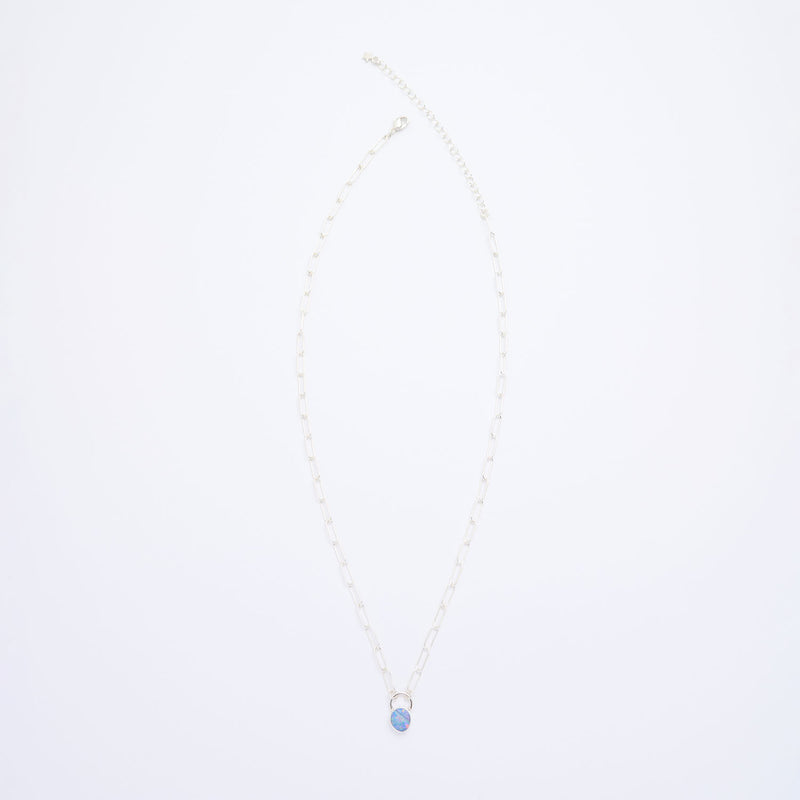 10月誕生石オパールのシルバーネックレス