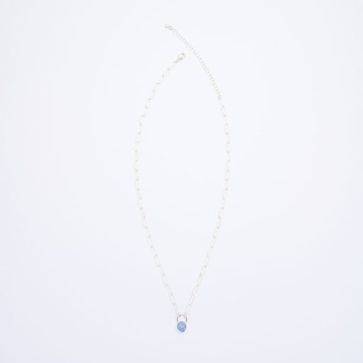 10月誕生石オパールのシルバーネックレス