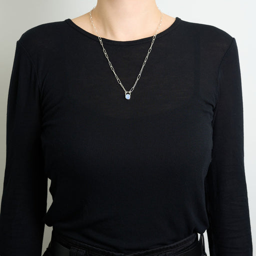 10月誕生石オパールのシルバーネックレス