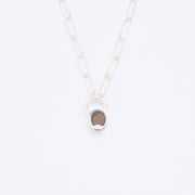 10月誕生石オパールのシルバーネックレス