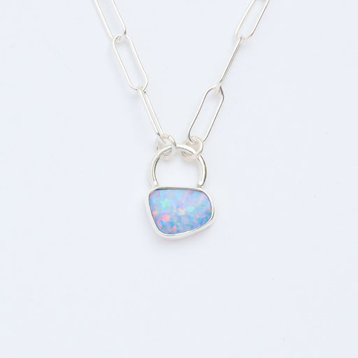 10月誕生石オパールのシルバーネックレス
