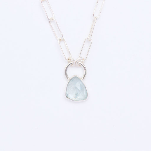 3月誕生石アクアマリンのシルバーネックレス