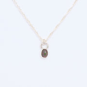 10月誕生石オパールのシルバーネックレス