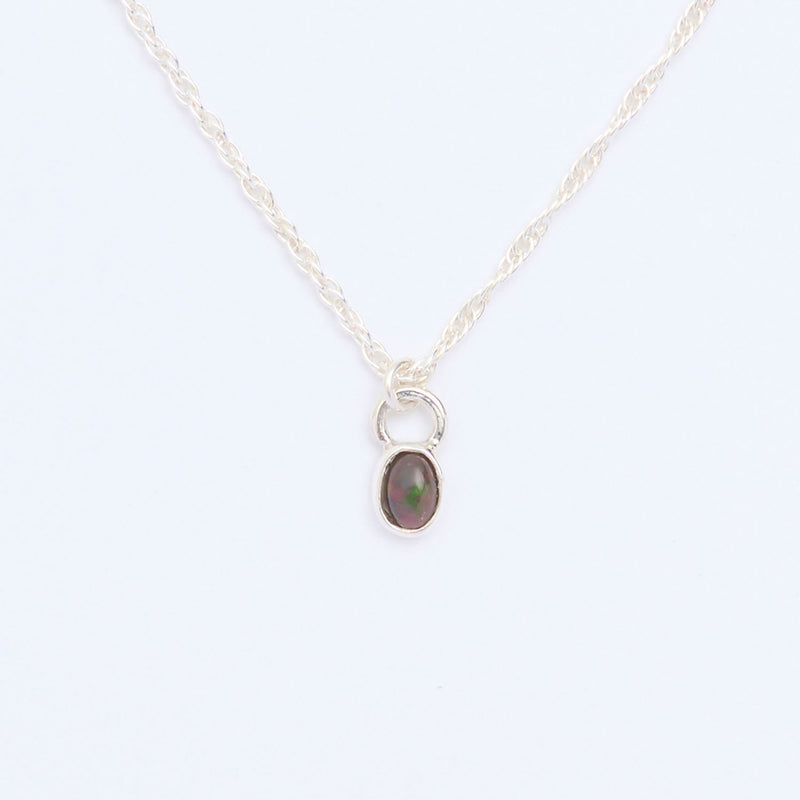 10月誕生石オパールのシルバーネックレス