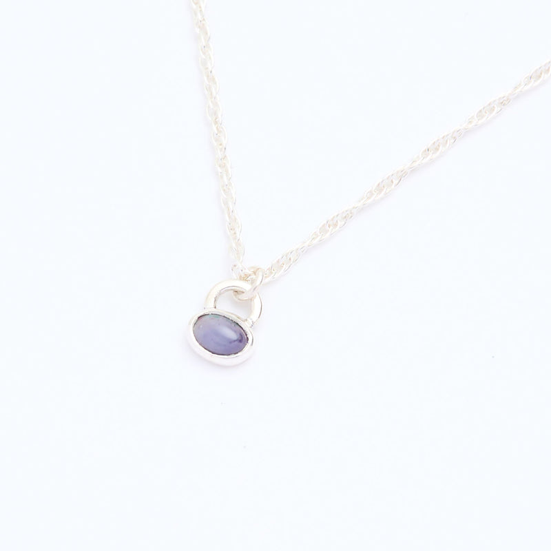 10月誕生石オパールのシルバーネックレス