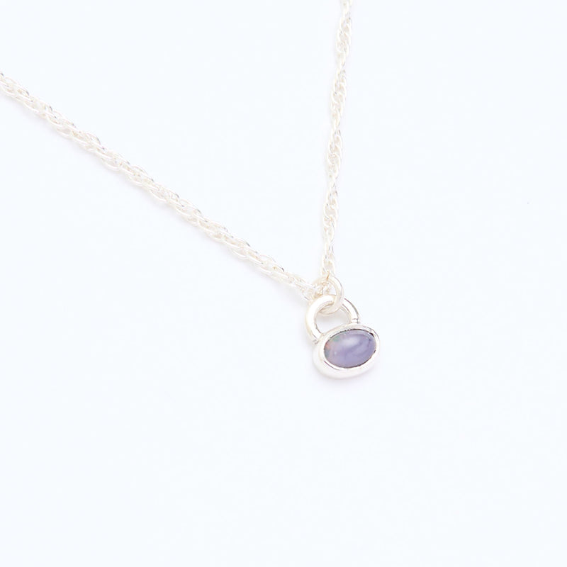 10月誕生石オパールのシルバーネックレス