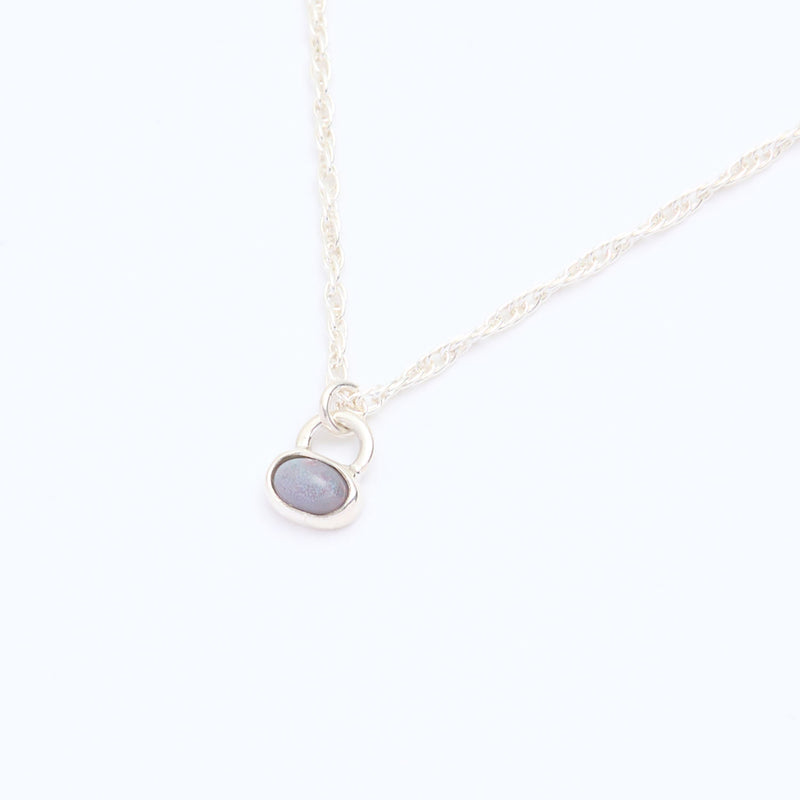 10月誕生石オパールのシルバーネックレス