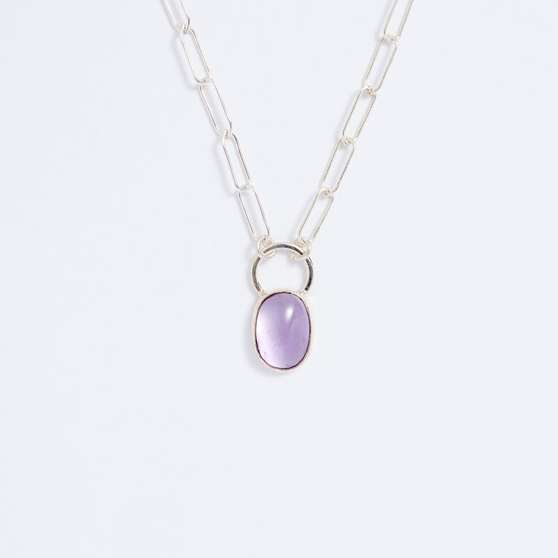 2月誕生石アメシストのシルバーネックレス