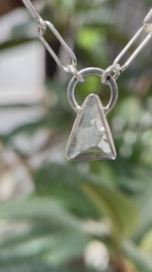 3月誕生石アクアマリンのシルバーネックレス