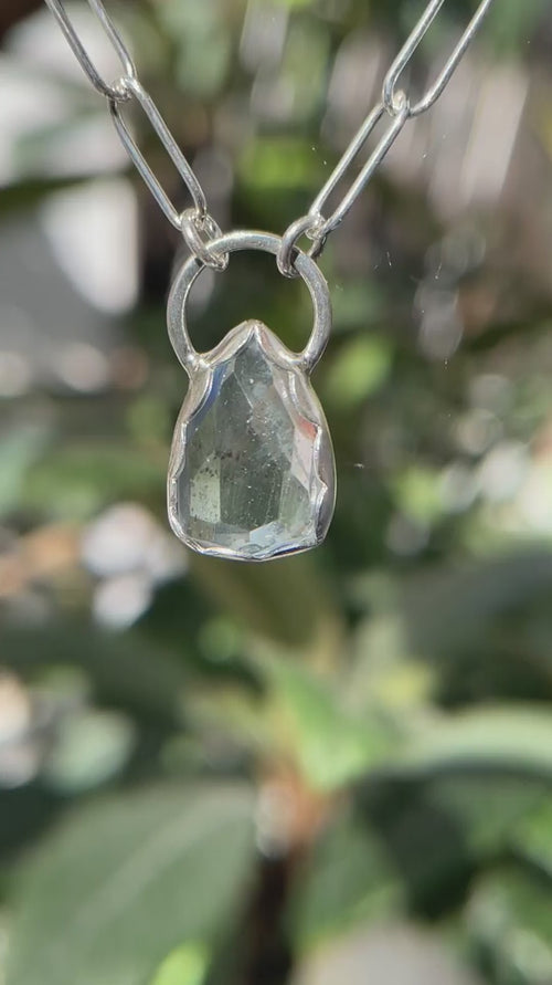 3月誕生石アクアマリンのシルバーネックレス