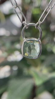 3月誕生石アクアマリンのシルバーネックレス