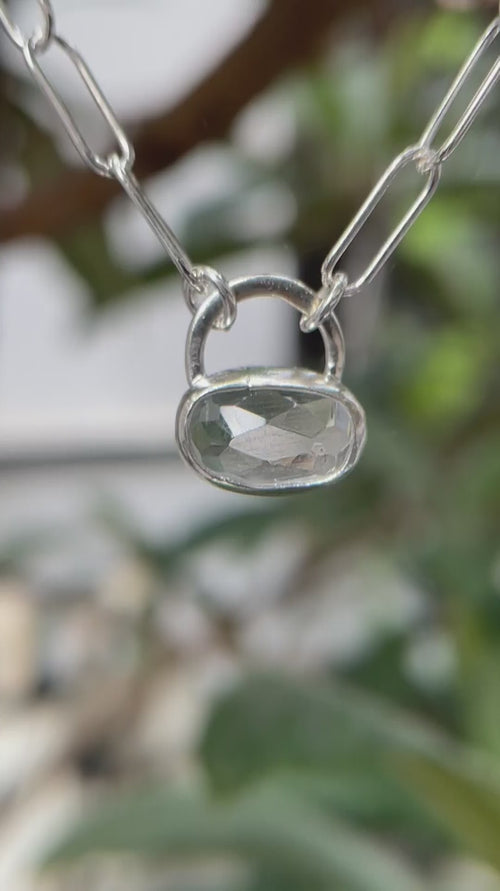 3月誕生石アクアマリンのシルバーネックレス