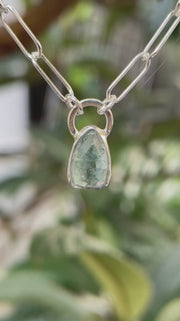 3月誕生石アクアマリンのシルバーネックレス