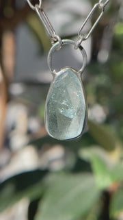 3月誕生石アクアマリンのシルバーネックレス